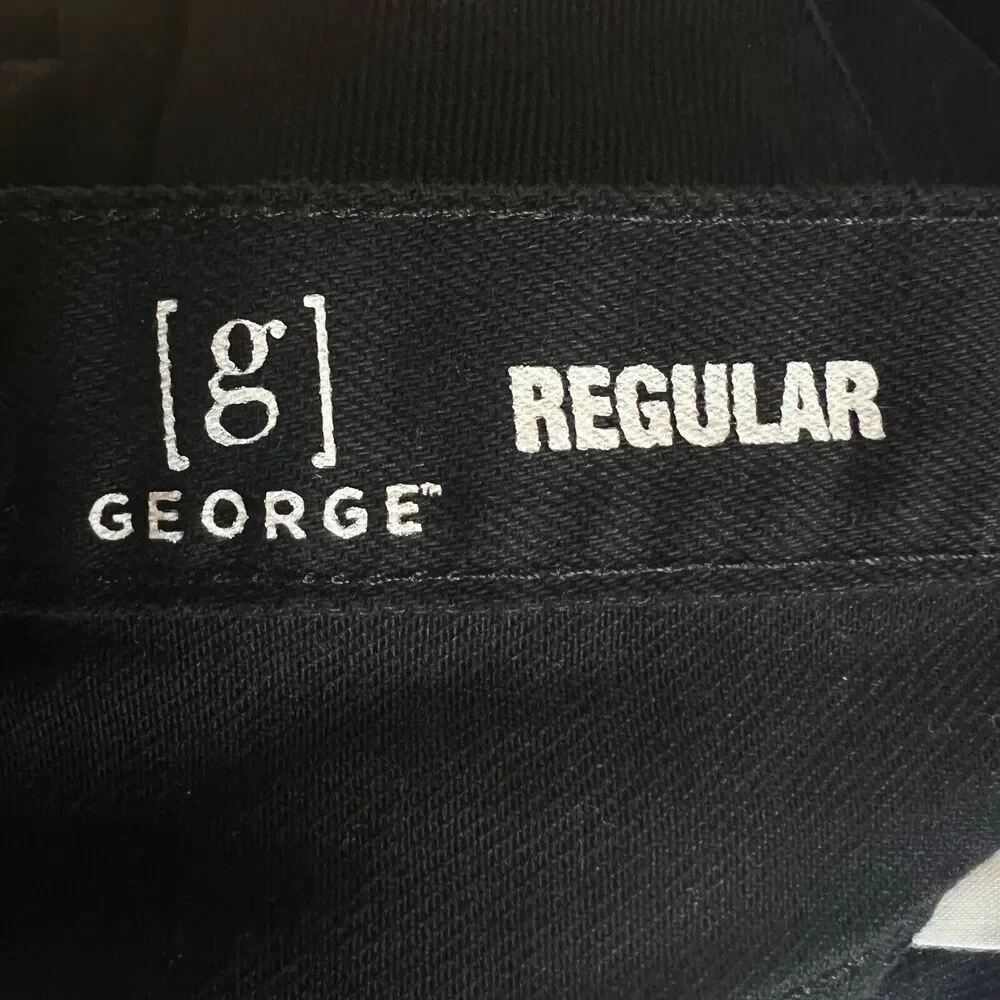 George Regular Fit‎ Jeans Black Denim 100% Cotton Men's 29x32 Pockets Straight